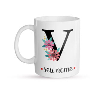 Caneca Personalizada Letra V frente