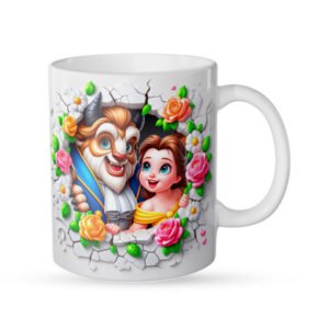 Caneca estampada bela e a fera
